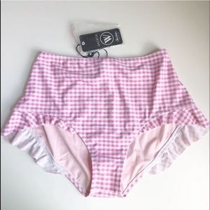 Wildfox gingham high waist frill bikini bottoms